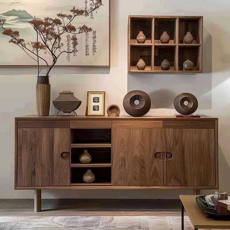 

Wabi Side Cabinet Display All Solid Wood Locker TV Cabinet Homestay Tea Room New Chinese Furniture