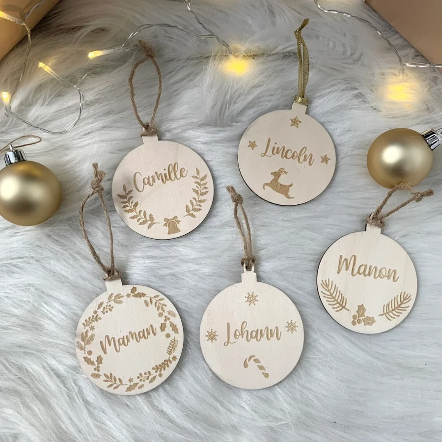 

Decorations for Christmas Tree Personalized Wooden Christmas Ball, Customized Christmas Ball with Name, Wooden Christmas Baubles