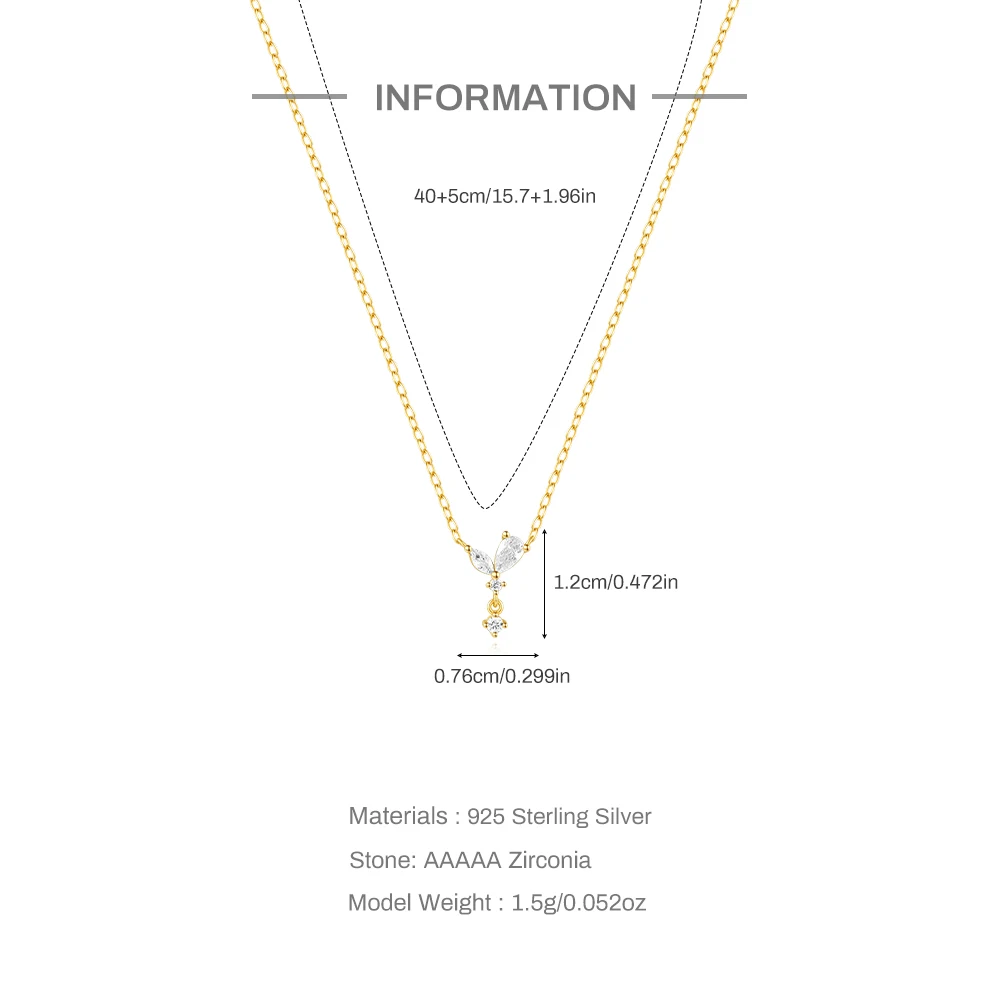 قلادة فراشة من الفضة الإسترليني للنساء ، قلادة كرة مستديرة ، لون ذهبي عيار 18 قيراط ، سلسلة ترقوة ، مجوهرات حفلات الزفاف