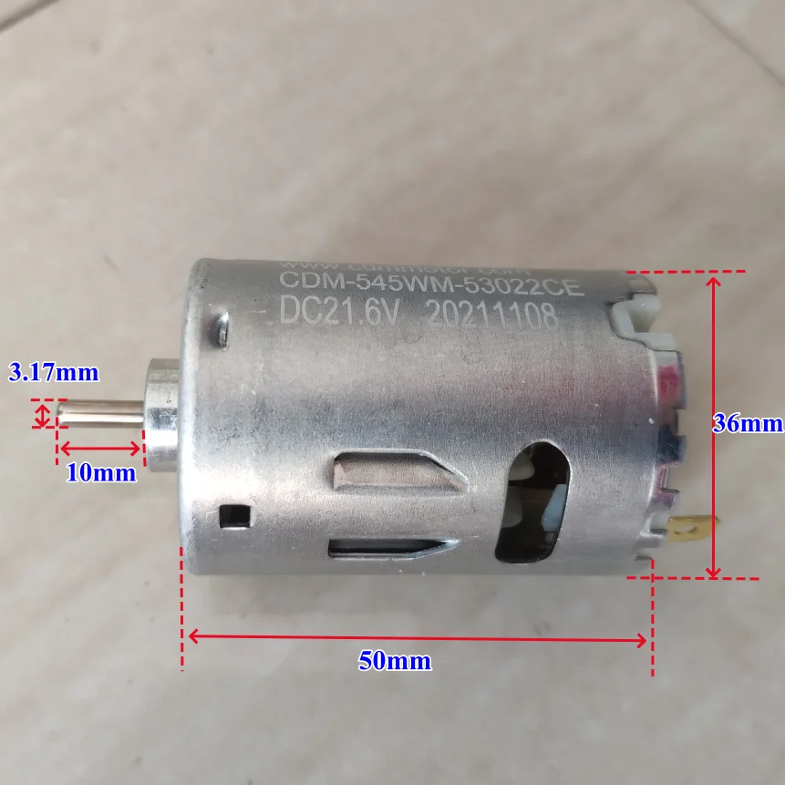 36*50mm 12V~24V 30000rpm high speed 545 DC motor 50W dual ball bearings carbon brush motor for elecric drill~