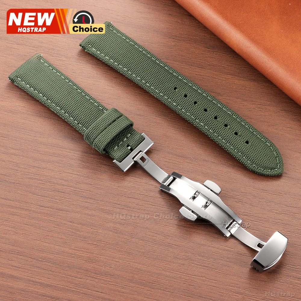 New butterfly clasp Sailcloth Watch Strap 20mm 22mm Two-Sided Nylon Band Quick Release for Omega for Seiko Bracelet for Rolex