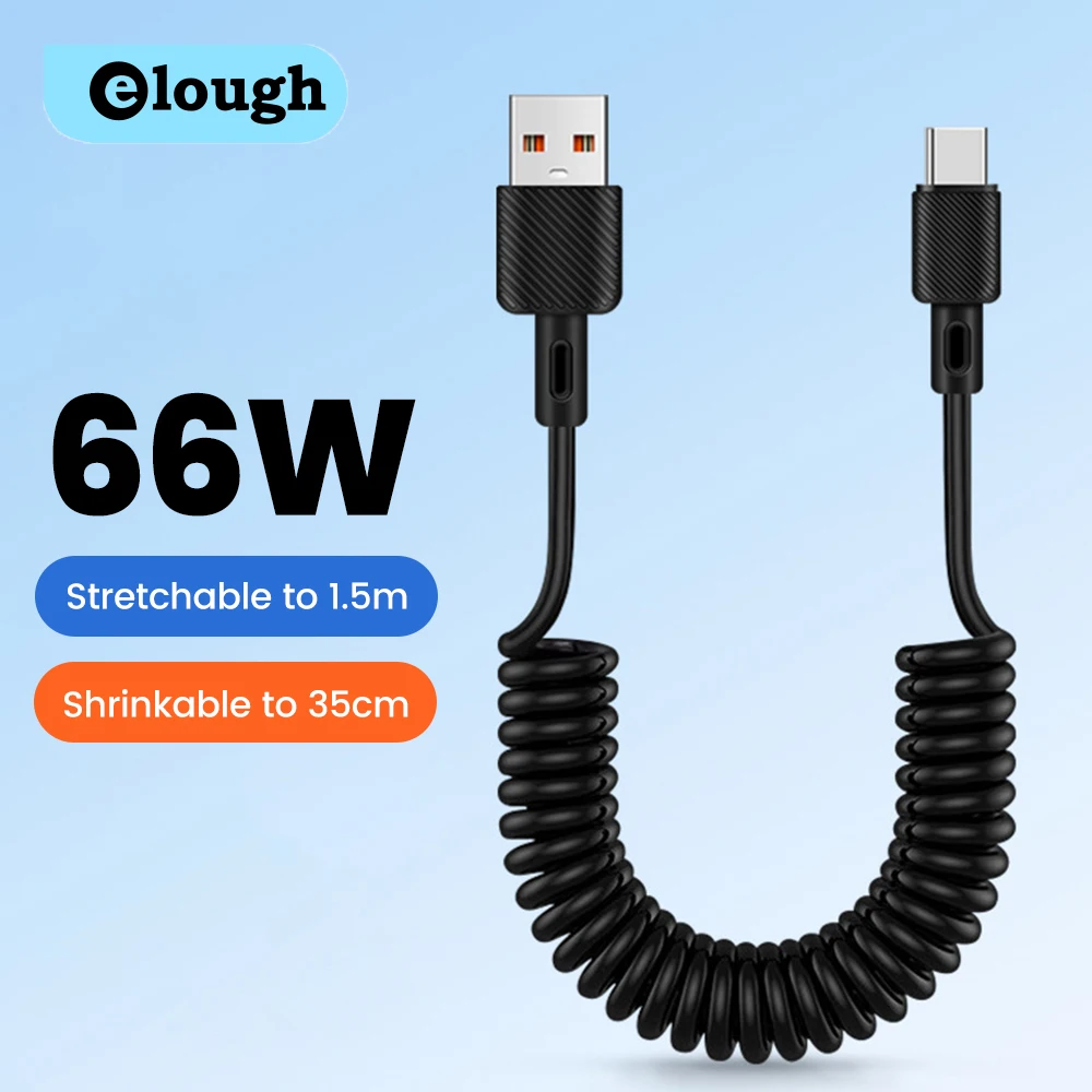66W Spring Data Cable Telescopic USB C To Type C Cable for iphone 15 16 Samsung Huawei Xiaomi Fast Charging Data Transfer Cable