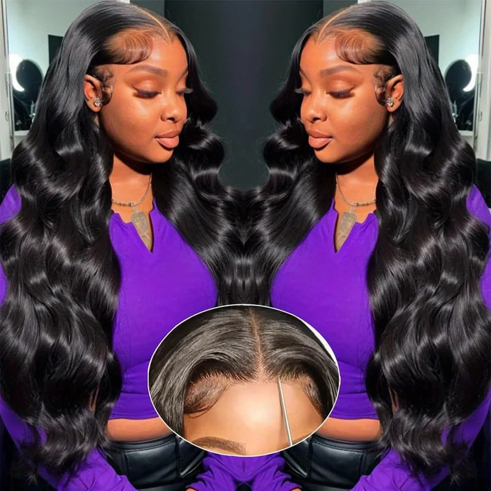 

5*5 Body Wave Lace Front Wigs Human Hair 30 Inch180% Density HD Lace Body Wave Frontal Wig Pre Plucked with Baby Hair