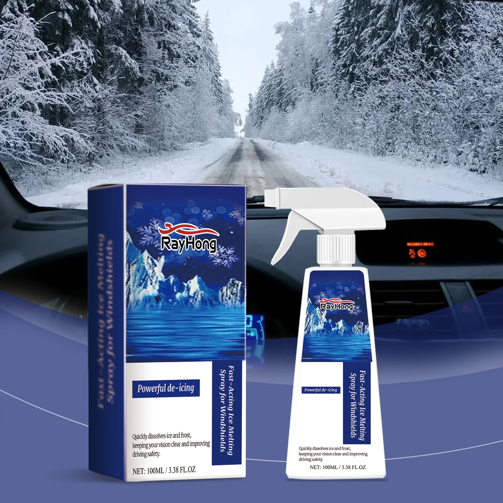 

100 мл спрей для удаления снега с автомобильных стекол, портативное средство для удаления снежной пленки и масляных отложений, очиститель для окон