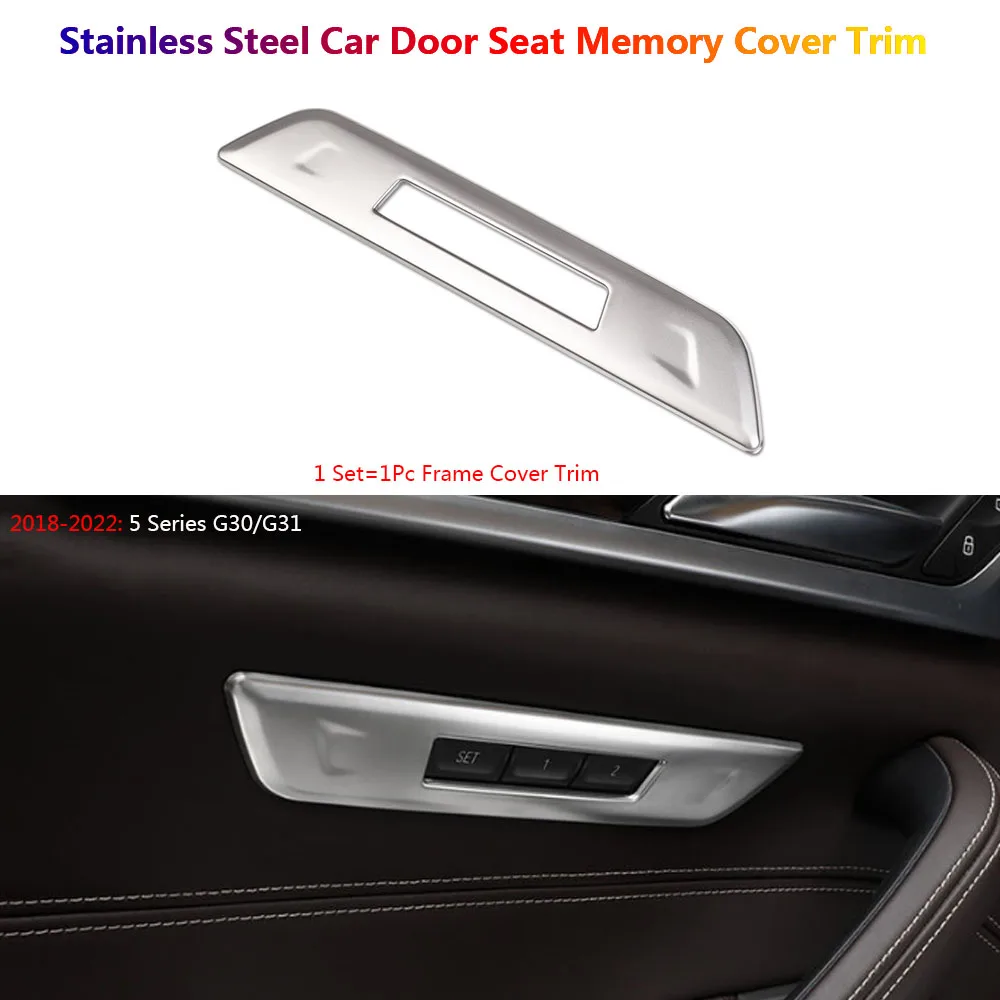 

For BMW 5 Series G30 G31 Stainless Steel Car Interior Inner Door Seat Memory Switch Button Cover Trim Accessories Auto Carro