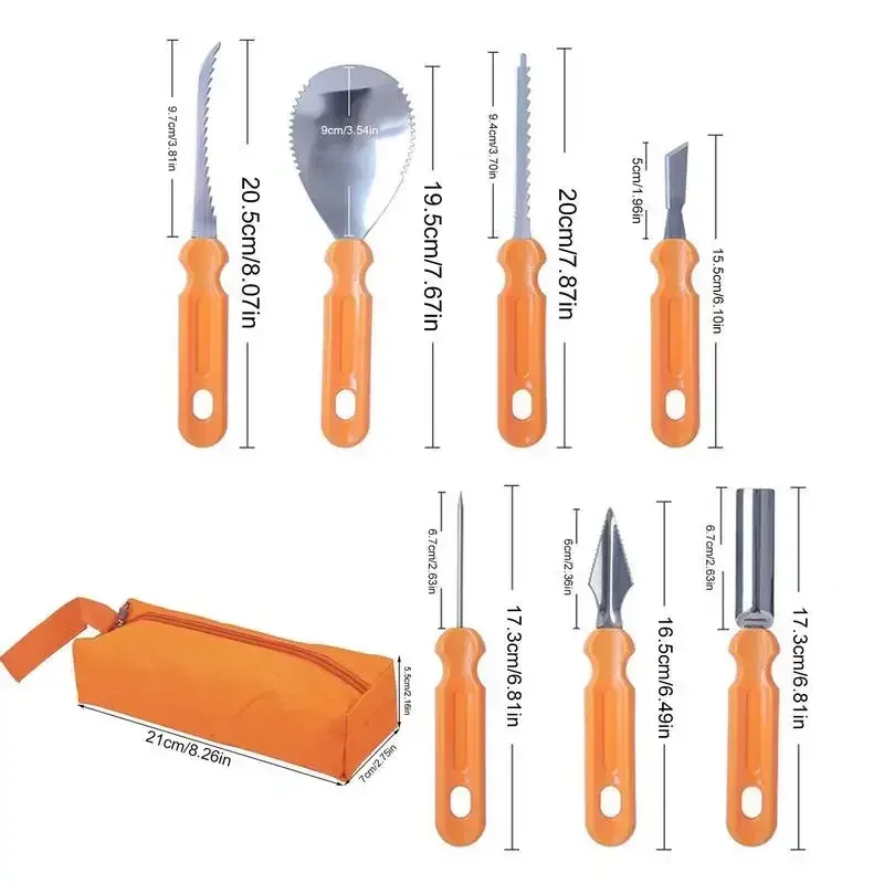 Halloween Pumpkin Carving Tools Kits 7pcs Stainless Steel Professional Pumpkin Lamp Carving Knife Set With Carrying Case