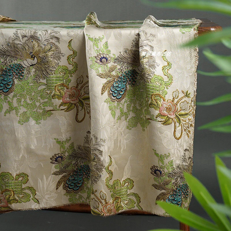 

Chinese Aesthetics Peacock Jacquard Design Fabric Violet Exquisite Jacquard Xiangyun Silky Fabric Diy Cheongsam Hanfu Dress