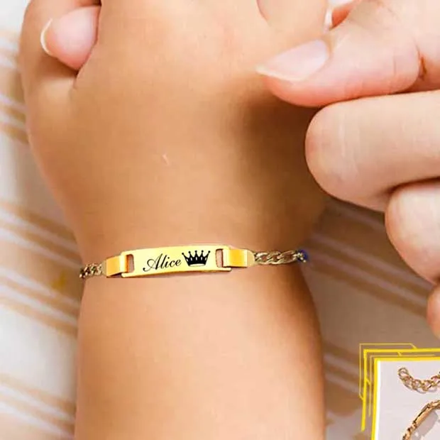 Personalizar pulseras con nombre de bebé, brazalete de bautismo infantil de acero inoxidable sin alergias, joyería personalizada para niño y niña, regalos de amor familiar