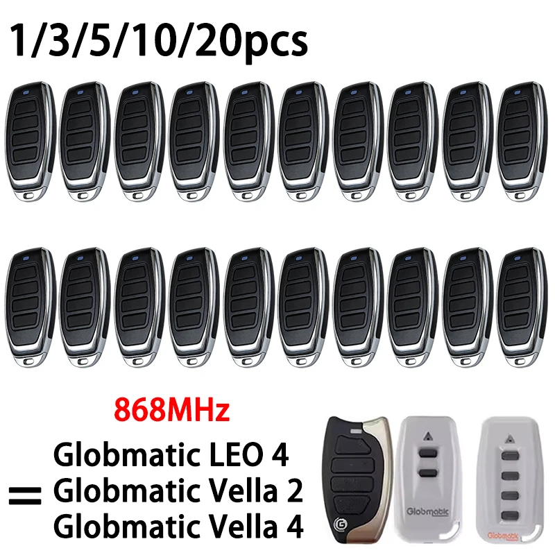 Globmatic LEO4 Vella2 Vella4 Vella 2 4 Automatic Gate Electric Garage Door Remote Control Opener 868MHz Rolling Code Key Fob