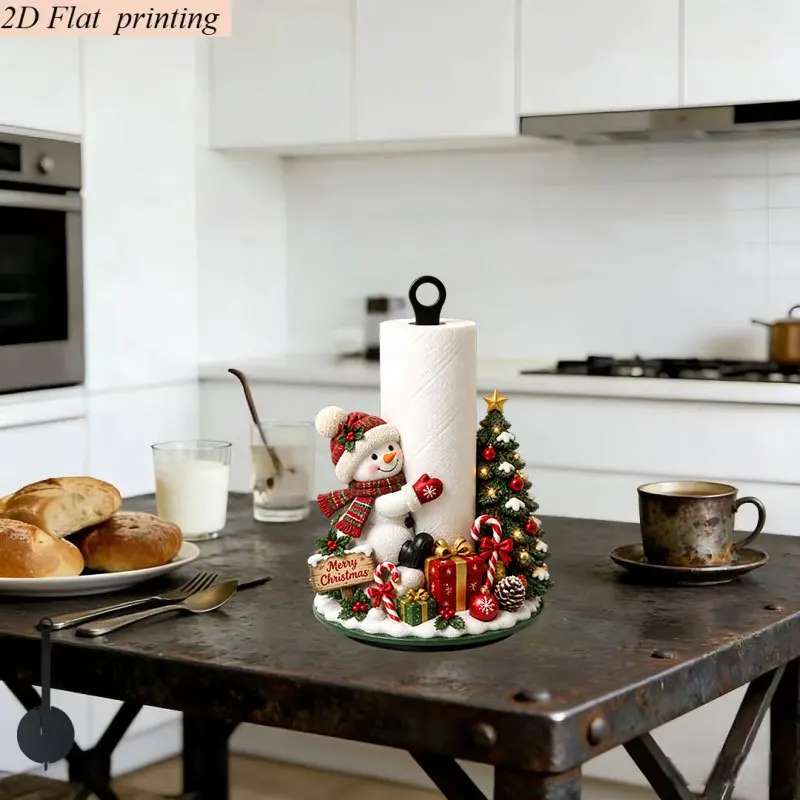 3/1 Piece Christmas Snowman and Christmas Tree Shaped 2D Flat Acrylic Kitchen Paper Towel Holder, Creative Christmas-Themed Desktop Roll Paper Storage Rack, Festive Atmosphere Decoration, Suitable for Kitchen, Bathroom