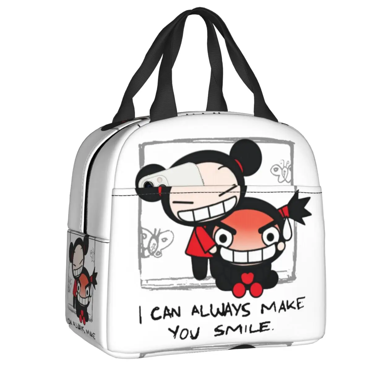 Cartoon Anime Pucca Divertente Amore Borsa per il pranzo isolata Dispositivo di raffreddamento portatile Bento Box termico per le donne Borse per alimenti per la scuola dei bambini