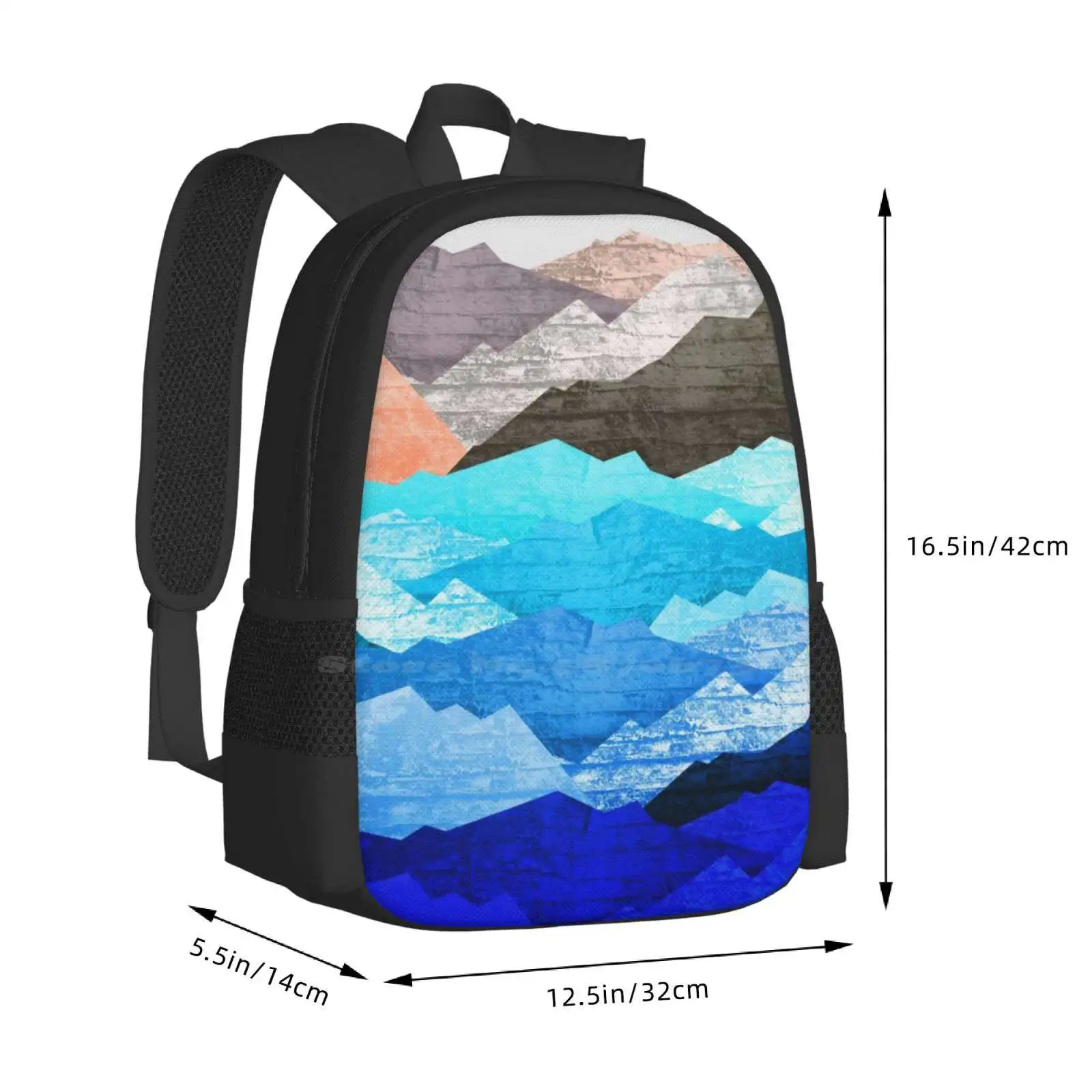 Mochila con diseño de patrón para estudiantes universitarios, bolsa con textura de Vector de piedra para adolescentes, montañas y montañas, montañas y montañas