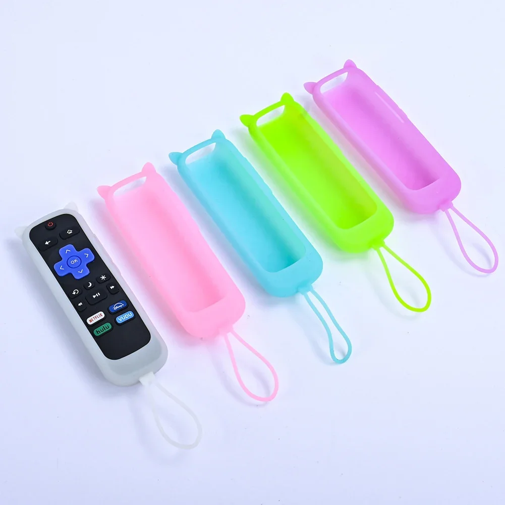 جهاز تحكم عن بعد من السيليكون المضيء مع حبل مناسب لجهاز التحكم عن بعد للتلفزيون TCL Hisense Roku