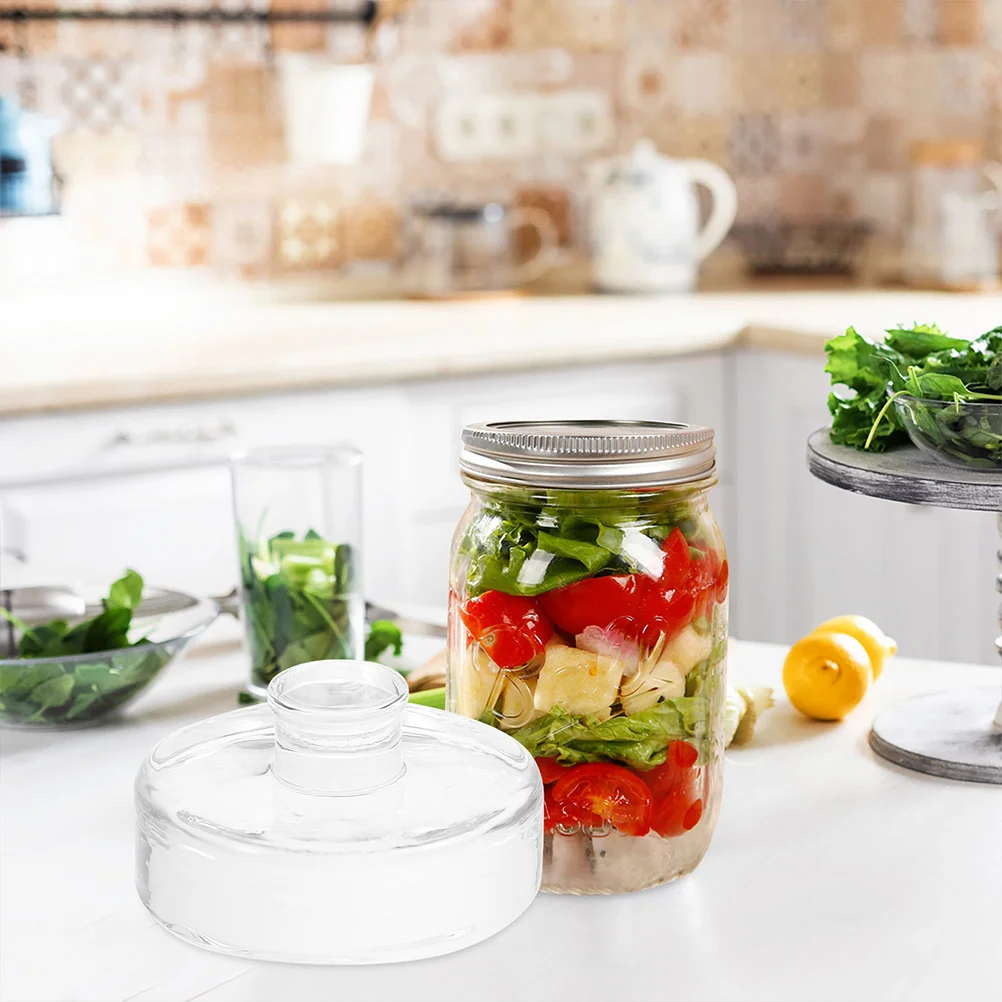 

4Pcs Mason Jar Fermenting Lids Glass Weights Reusable Wide Mouth Pickle Jar Fermentation Kit Small Weights Clear Fermenting Lids