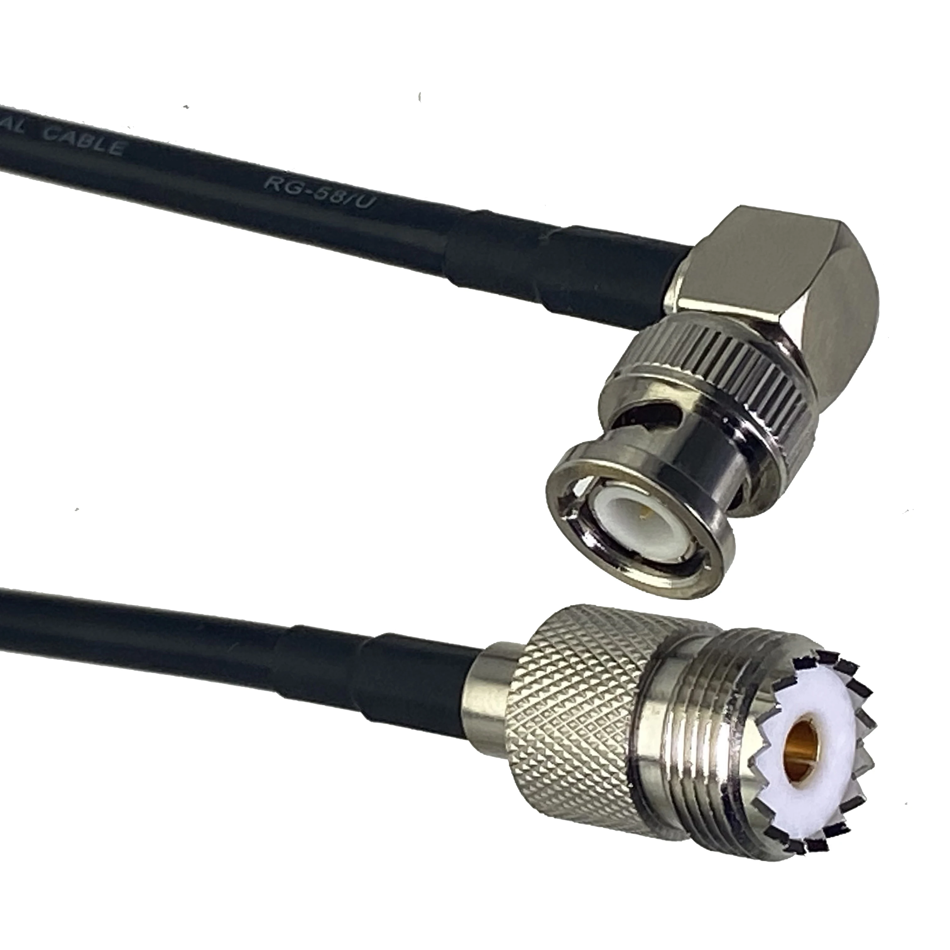 RG58 UHF SO239 Female Jack to BNC Male Plug Right angle Connector RF Jumper pigtail Cable Wire Terminals 6inch~20M