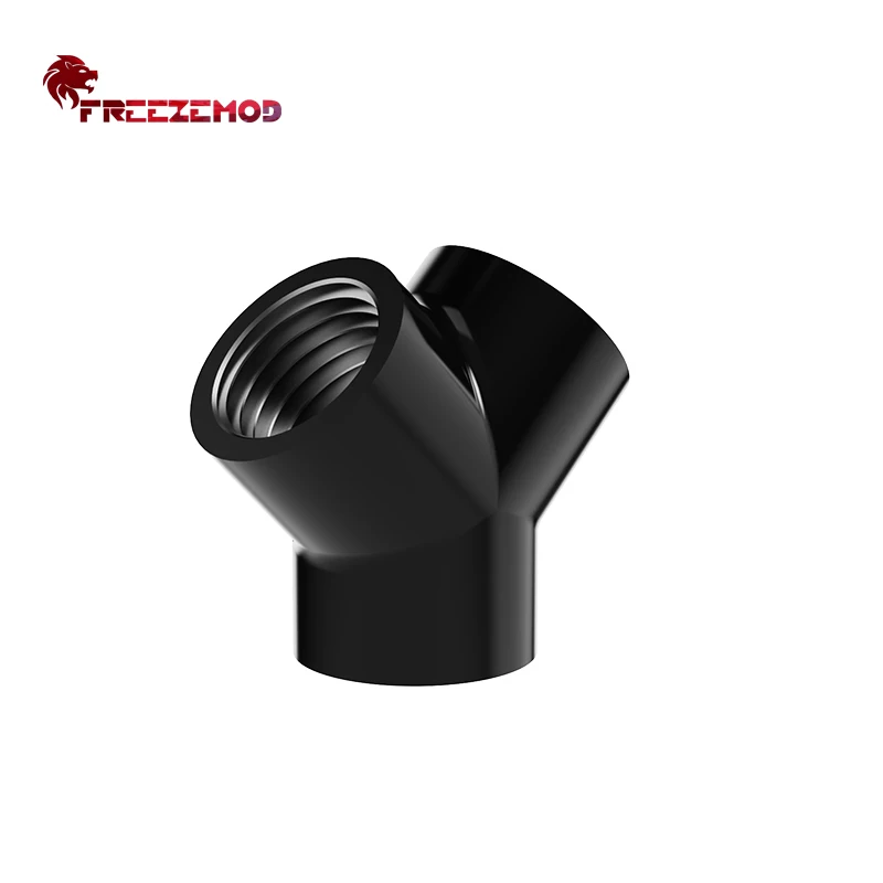 FREEZEMOD Water Cooling 3 Way Fittings Y-Shaped Joint G1/4 Threaded Tee Multi-channel Black/Silver Adapter Fittings HDTD-3YTB
