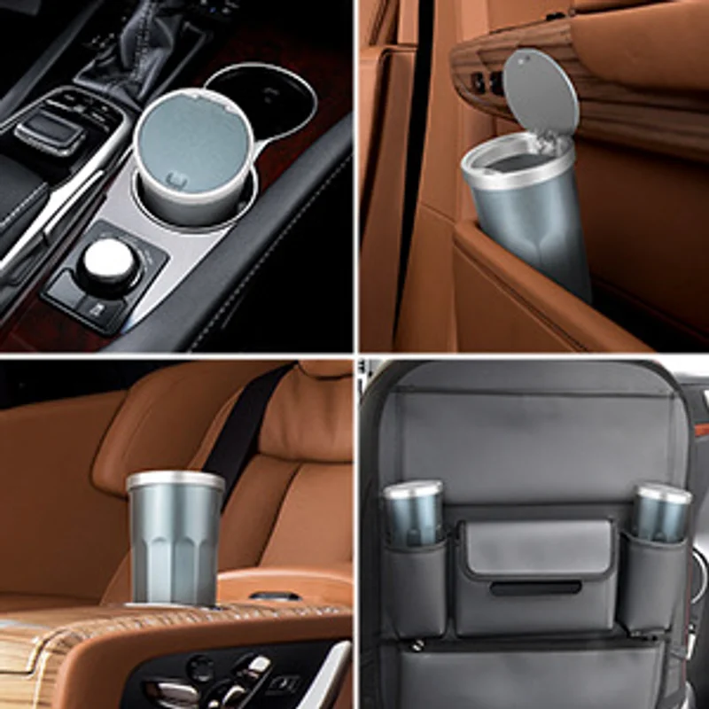 

Mini Car Trash Bin Can Lid Pressing Type Auto Storage Box Car Interior Rubbish Bag for Auto Car Cup Holder Washable Portable