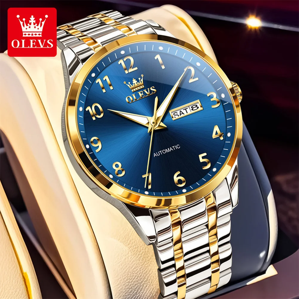 

OLEVS 6668 Mens Watch Automatic Mechanical Watch Multifunctional Chronograph Watch For Men 30m Waterproof Luminous Box Original