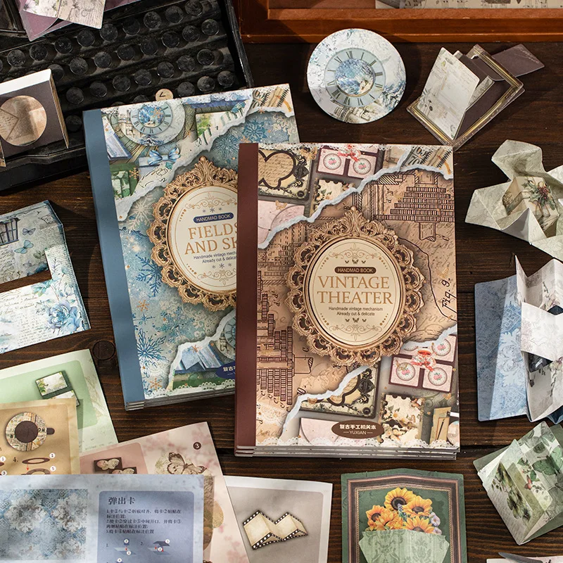 20 vellen Retro Handgemaakte Mechanisme Collectie Boek Gratis Snijden DIY Materiaal Collage Junk Journal Achtergrond Decoratie Papier