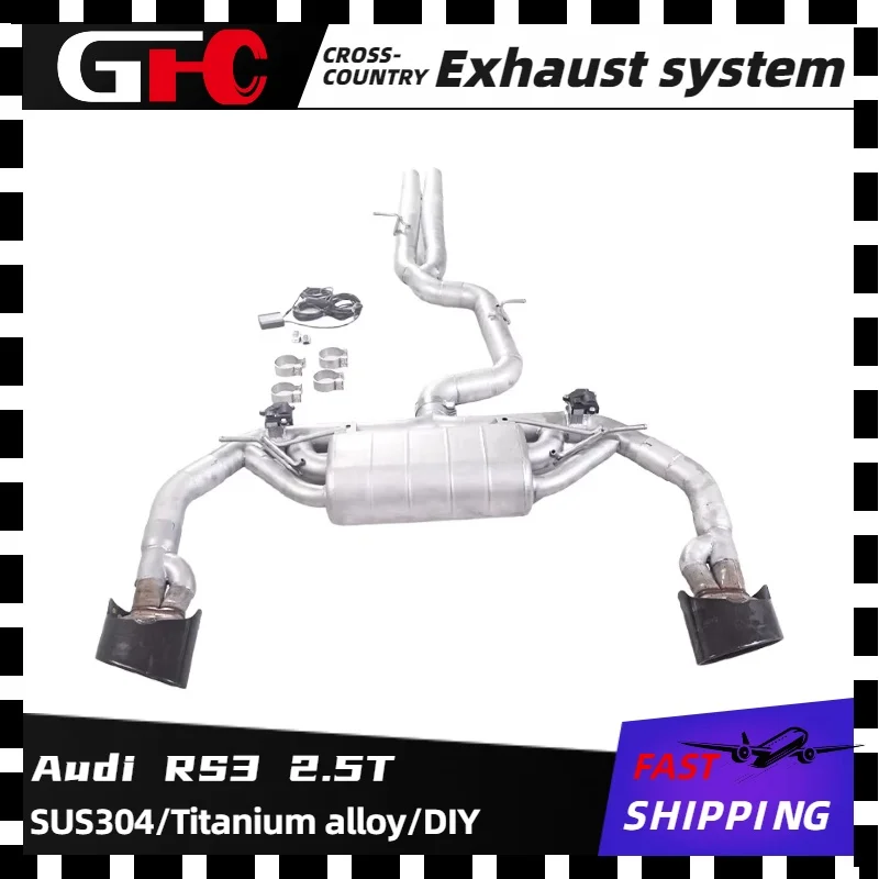 

GFC catback SUS304 high-performance exhaust system, electronic valve muffler, 4 tips. OEM diffuser for 2015-2020 Audi RS3 2.5T