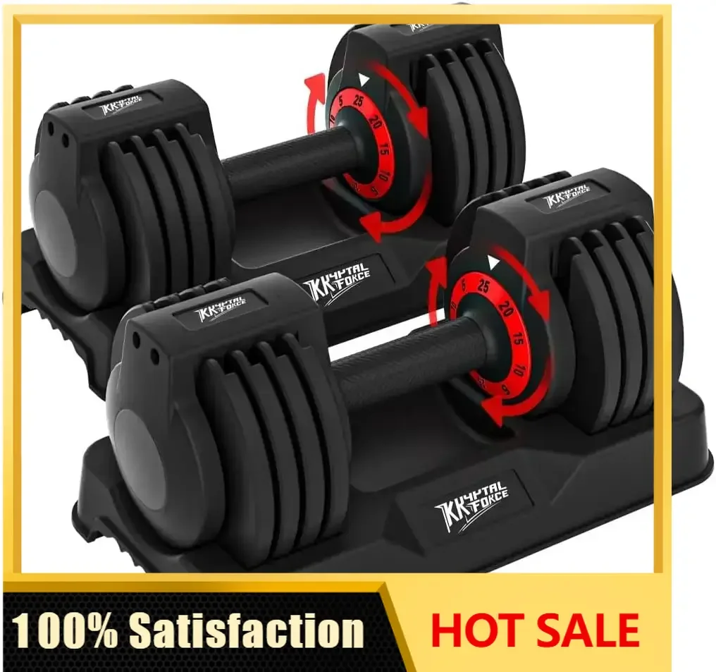 Adjustable Dumbbell Set of 2, 50/100/110lbs Free Weights Dumbbell Set | 5-in-1/10-in-1, Quick-Lock Hand Weights, 25lbs/50lbs