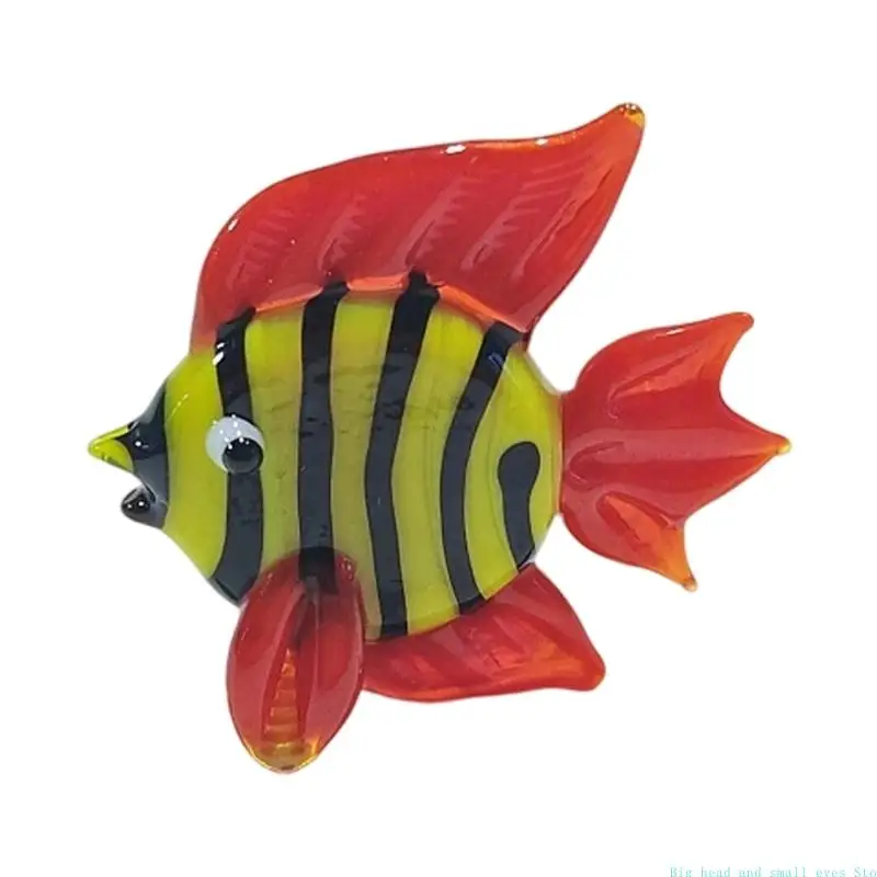581C Small Glass Animal Figure for Cabinet Display, Mini Desk Shelf Accent with Colored Surfaces Detail for Home Use