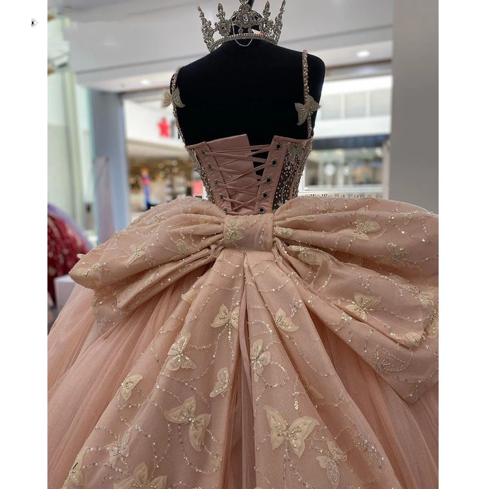 ANGELSBRIDEP vestido de baile de princesa lila con hombros descubiertos, vestidos de Quinceañera con lazo, apliques de cuentas, fiesta de cumpleaños