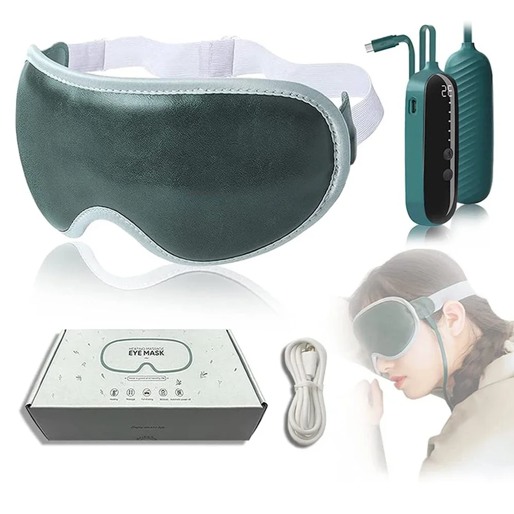 3D Heated Eye Mask Electric Eye Massager Portable Blindfold Sleeping Mask for Dry Eyes Blepharitis Fatigue Relief Eye Protection