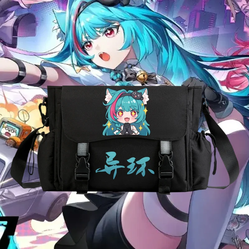 かわいい学生q版ミントゲーム表情パックメンズレディースクロスボディバッグショルダーバッグカジュアルナイロン生地漫画柄