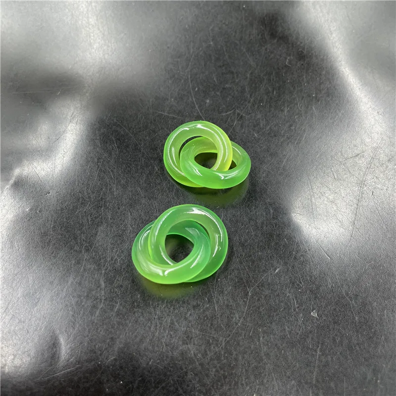 Green Chalcedony Agate Interlocking Pendant Clavicle Jade Pendant NecklacediyConcentric Ring Earrings Double round Loop