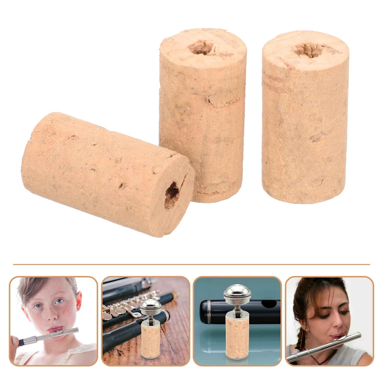 

3 Pcs Flute Cork Simple Piccolo Protective Corks Instrument Accessories Protectors Tools Wood Creative