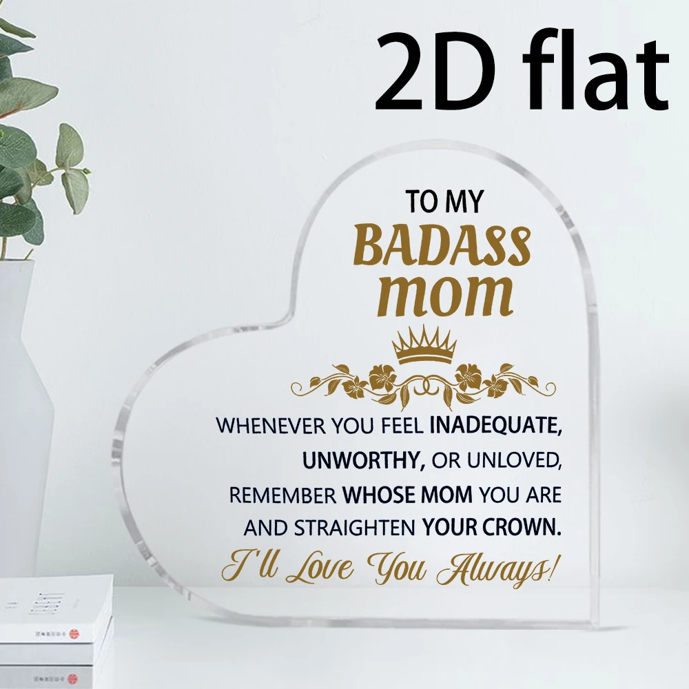 2D Flat, 1pcs Mom Birthday Gift Ideas, Gifts For Mom, Decorative Acrylic Paperweight Ornaments For Mom, Mother's Day