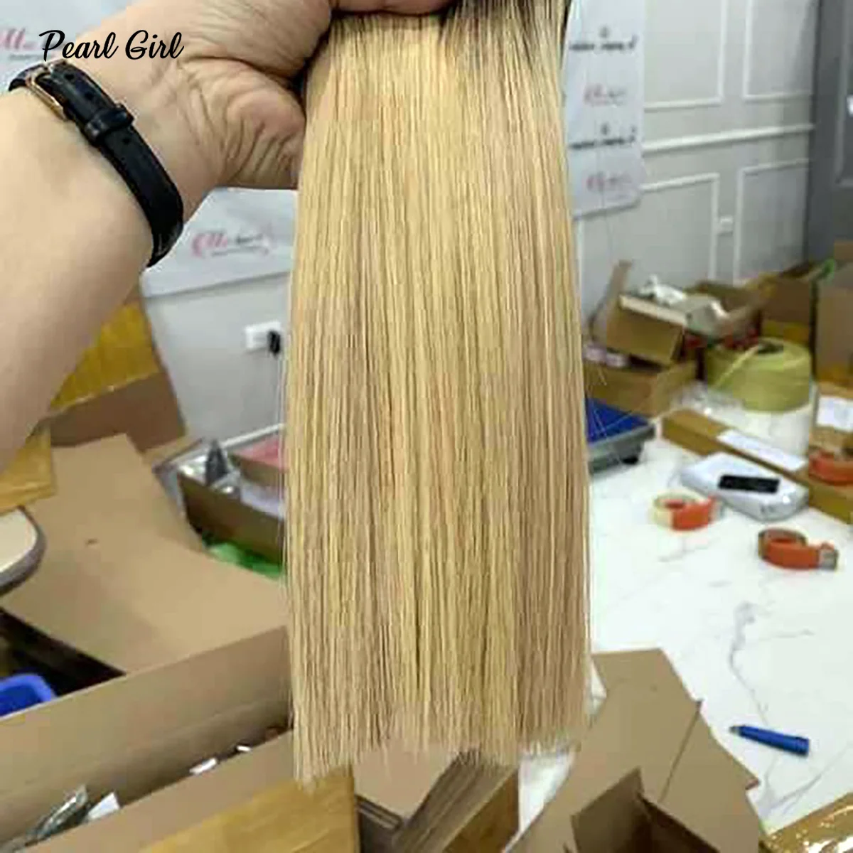 Paquete de Color rubio degradado liso de hueso vietnamita súper doble dibujado, 1 unidad, 100g, 100% cabello humano 13x6, 13x4, cierre Frontal 4x4 5x5