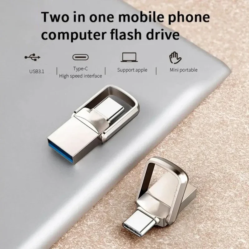U-Disk 2TB Metal Pendrive USB3.2 Type-C Interface Mobile Phone Computer Mutual Transmission Flash Drive 1TB USB Large