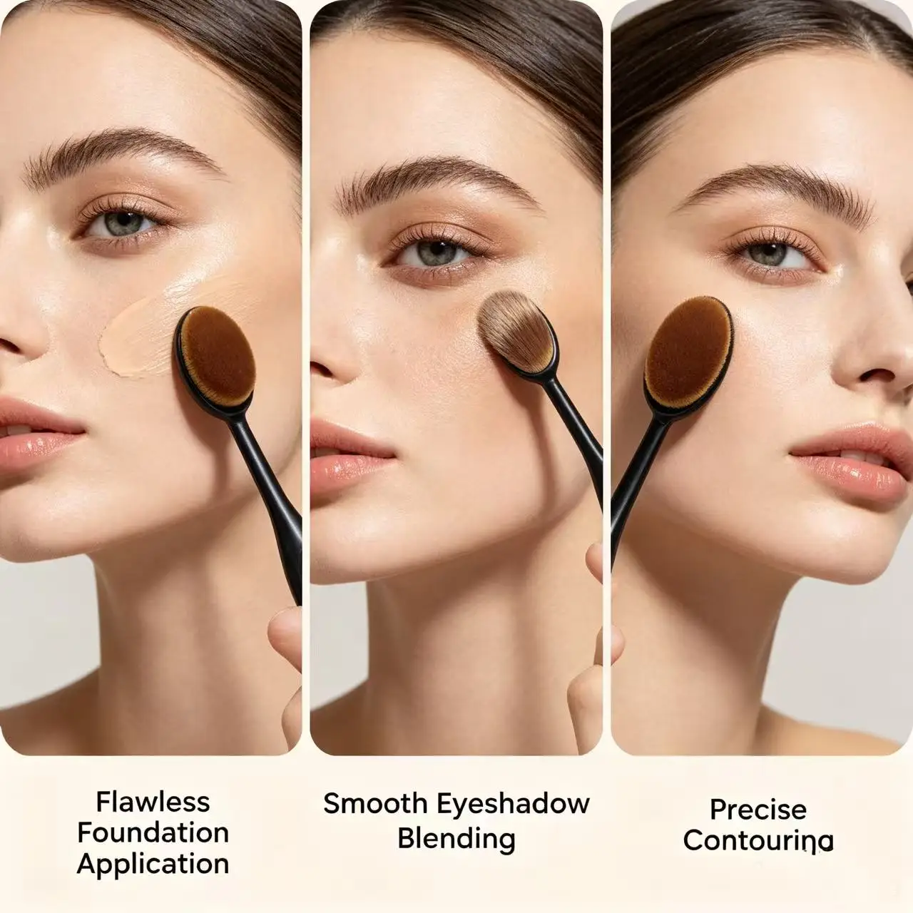 1 black, brush-shaped foundation brush for creating seamless, smooth makeup application. Ideal for beginners.