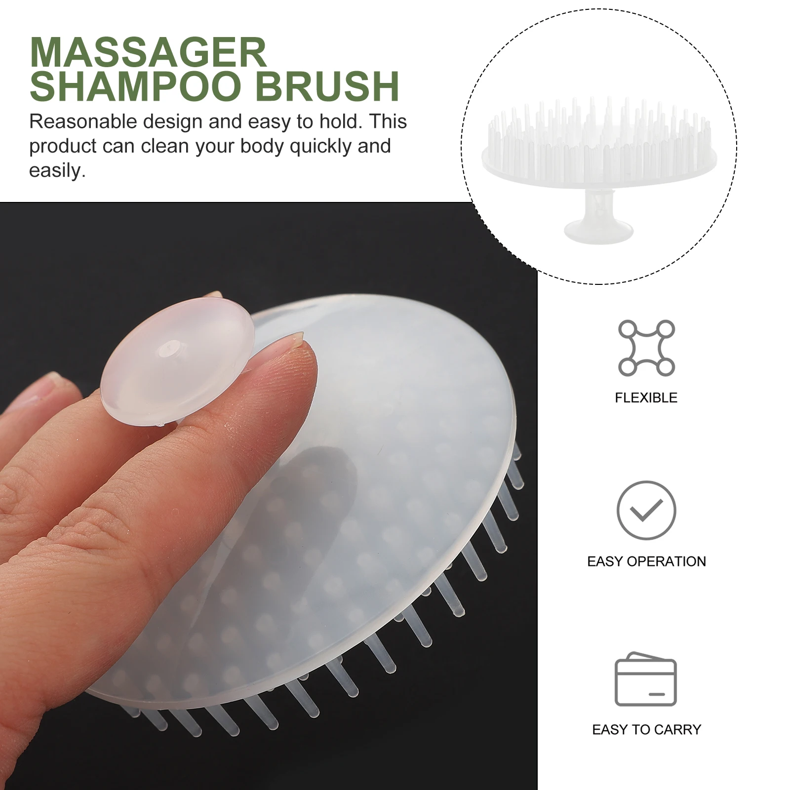 

2 Pcs Shampoo Brush Shower Hair Water Resistant Portable H held Bath Cleaning Massager Head Scalp Scrubber Soft Texture Skin