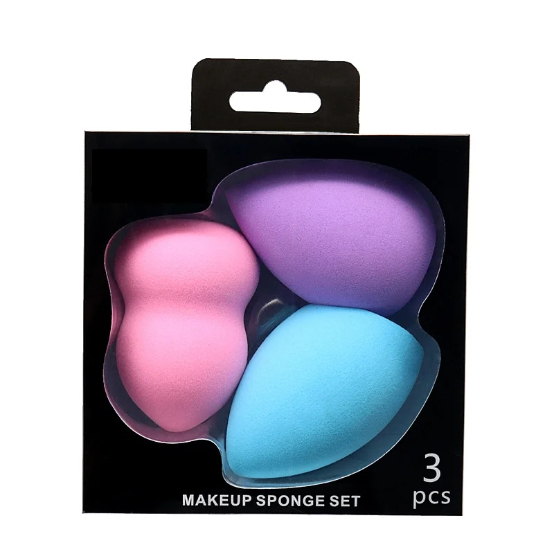 3 قطع من إكسسوارات التجميل الإسفنجية لمستحضرات التجميل المقاومة للماء وغير اللاتكس قطرة الماء. القرع. كريم أساس مشطوف من تايب ماكياج