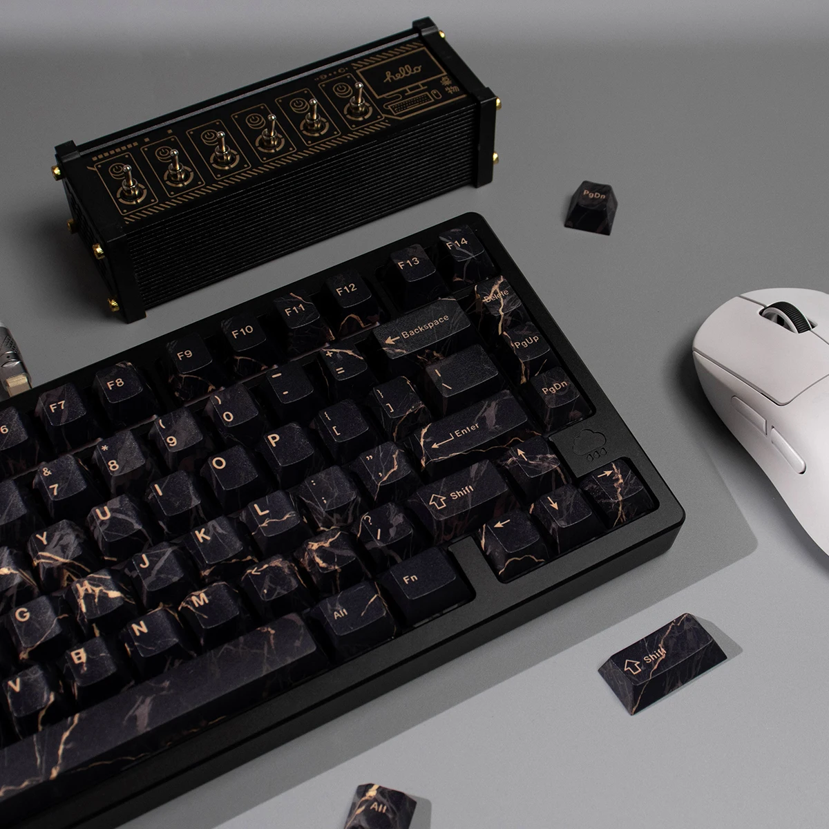 Imagem -04 - Mármore Preto Keycaps Teclado Mecânico Pbt 129 Chaves Cereja Criativo 60 84 98 108
