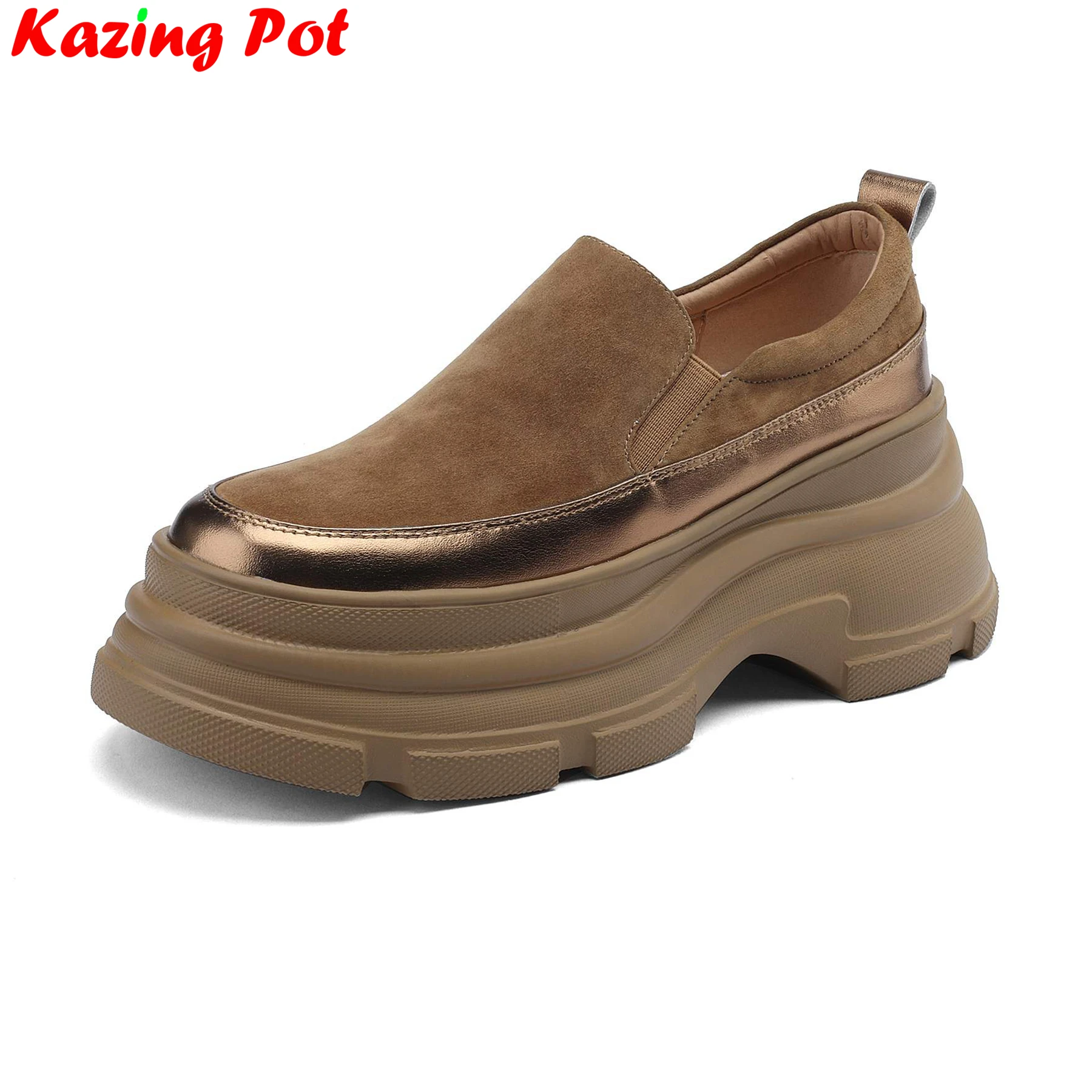 

Krazing Pot овечья замша кроссовки на высоком каблуке в стиле ретро с круглым носком лоферы без шнуровки повседневная вулканизированная обувь на платформе брендовые женские туфли на плоской подошве