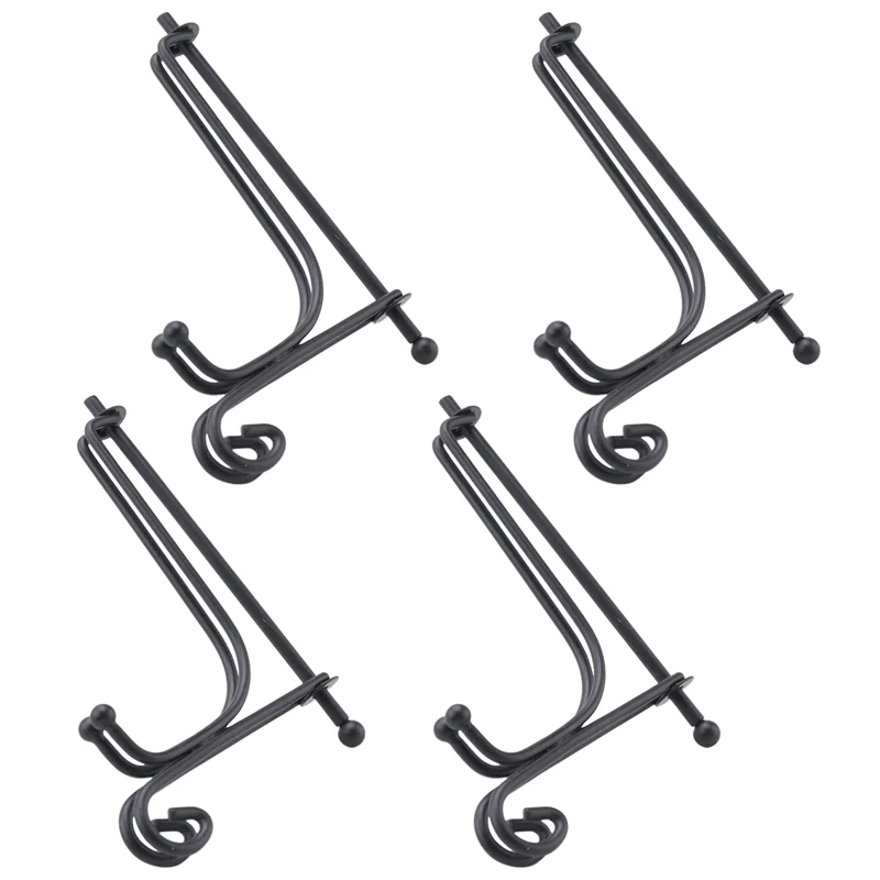 

(4 Pack)Iron Display Stand, Black Iron Easel Plate Display Photo Holder Stand, Displays Picture Frames, Cookbooks, Decorative Pl