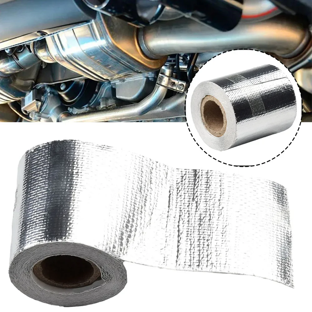 High Temperature Resistant Exhaust Pipe Insulation Tape Fiberglass Aluminum Foil Tape 1 Roll Of Car Heat Protection Foil Film