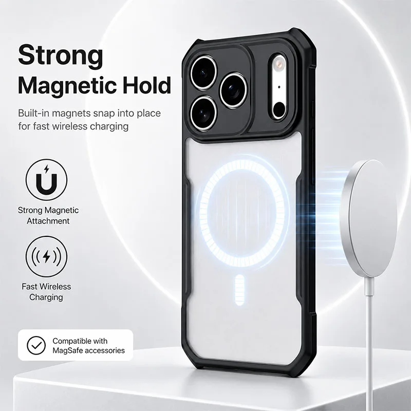 Xundd For iPhone 17/ 17Pro/ 17Pro Max Case Clear Magnetic Phone Cases Anti Yellowing Shockproof Stand Protective Cell Cover