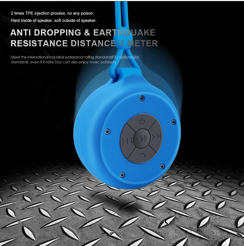 Портативный динамик для душа в ванной комнате, водонепроницаемые Bluetooth-динамики, черный милый беспроводной звуковой ящик для езды на открытом воздухе, с микрофоном