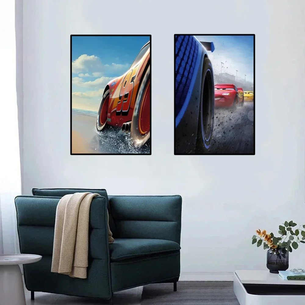 MINISO Anime 2 Lightning McQueen Canvas Painting HD Wall Art Cars Prints Posters Room Decor Pictures for Bedroom Home Decoration