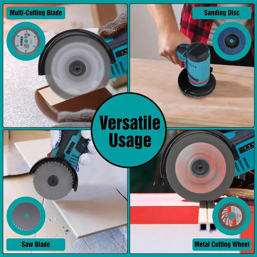 Electric Angle Grinder 19500rpm Lithium Battery Mini Polishing Grinding Diamond Cutting Tool for Metal Concrete DIY Projects