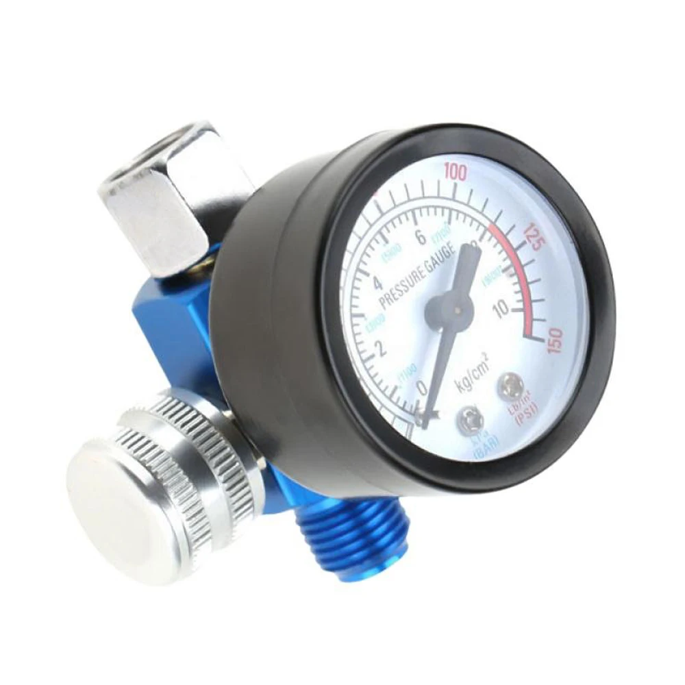 Пистолет-распылитель 1/4 дюйма, регулятор давления воздуха, манометр, аксессуар для пневматического инструмента, 0-10 бар (0-150 фунтов на квадратный дюйм), регулируемый манометр
