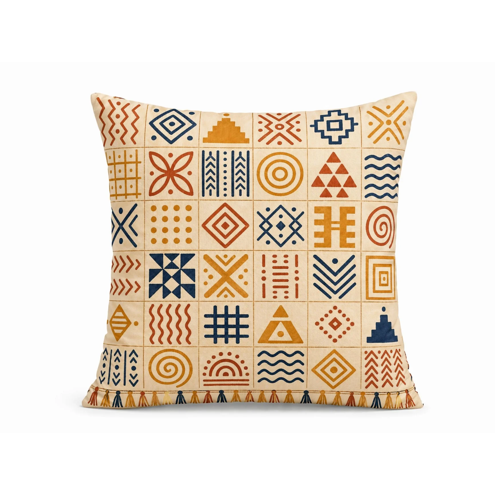 Tribal Geometric Grid Pattern Pillow Cover, Suitable For Sofa Bedroom Decoration, Unique Holiday Gift - view 6