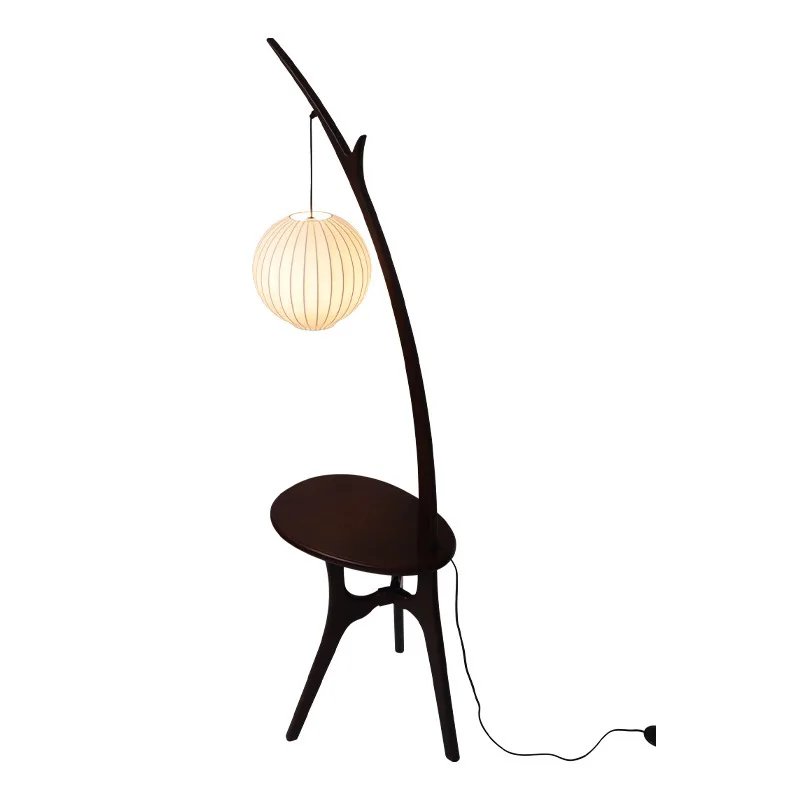 

Medieval coffee table storage floor lamp retro grapefruit solid wood edge table living room lamp designer wabi sandy wind