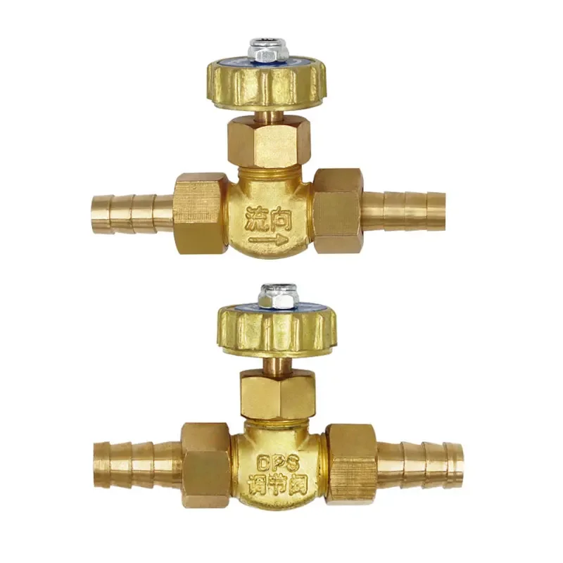 Brass Parallel Needle Water Valve Hose Barb ID 8mm 10mm 1Mpa Max Pressure for Gas Line