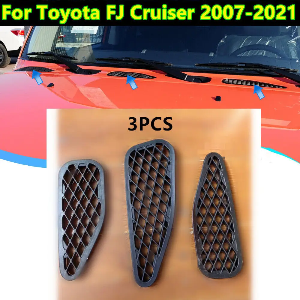 For Toyota FJ Cruiser 2007-2021 Air Cowl Grille Flow Heater Duct Hole Cover 3PCS